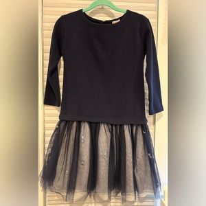 JCrew Navy Fleece and Tulle Dress